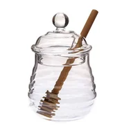 Pojemniki kuchenne - Ozdobny szklany słoik na miód pojemnik z łyżką - miniaturka - grafika 1