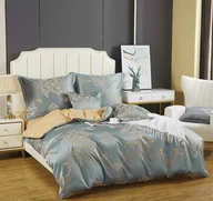 Pościel - Pościel atłasowa z haftem 220x200 turkusowa - miniaturka - grafika 1