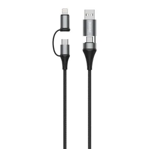 Dudao kabel przewód 4w1 microUSB - Lightning + USB Typ C - USB szary Power Delivery 65W 1m szary - Kable USB - miniaturka - grafika 3