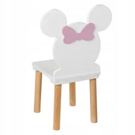 Krzesła obrotowe dla dzieci - Krzesło dla dzieci Myszka Miki drewniane, białe - 60 cm, z kokardą róż - miniaturka - grafika 1