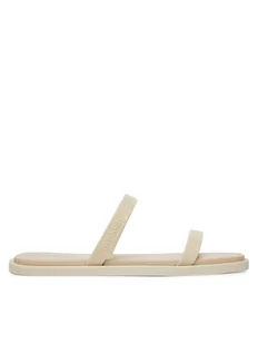Calvin Klein Klapki Double Bar Slide - Jelly HW0HW02417 Écru - Klapki i japonki damskie - miniaturka - grafika 1