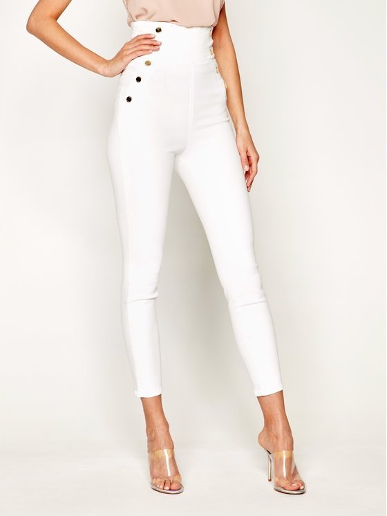 Guess Jeansy Damskie Białe Wysoki Stan 24 2z5f1_a*