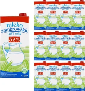 Mleko zambrowskie Mleko zambrowskie UHT 3,2 % 1 l x 12 sztuk - Śmietanki i dodatki do kawy - miniaturka - grafika 1