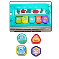 Zabawki interaktywne dla dzieci - TURKUSOWY AUTOBUS EDUKACYJNY SORTER ŚWIATŁA DŹWIĘKI - miniaturka - grafika 1