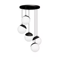 Lampy sufitowe - EULUNA Lampa wisząca Sfera 5-punktowa szkło/metal czarna - miniaturka - grafika 1