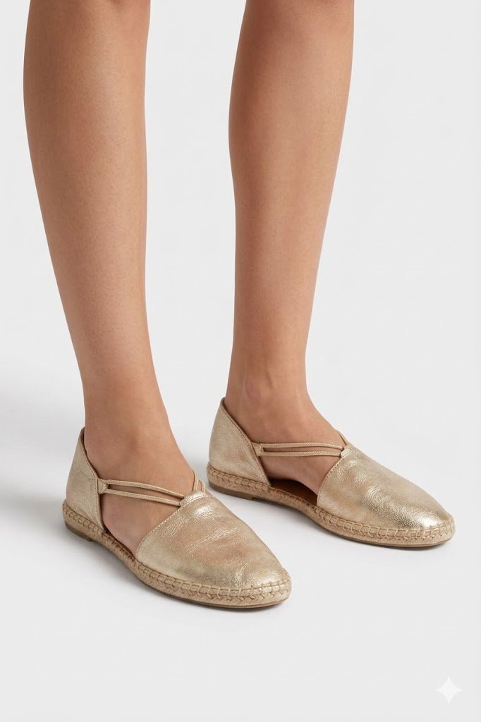 ESPADRYLE ZE SKÓRY NATURALNEJ Z ELASTYCZNYMI PASKAMI 39 1I4A