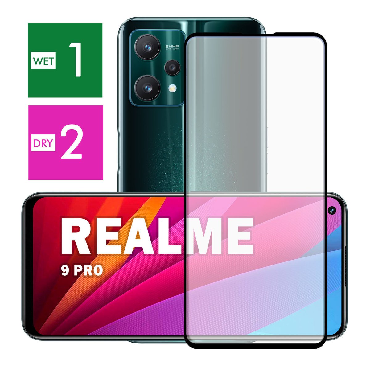 NAJLEPSZE SZKŁO PEŁNE 5D CAŁY EKRAN DO REALME 9 PRO PANCERNE JAKOŚĆ