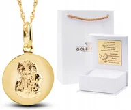 Biżuteria dla dzieci - ZŁOTY KOMPLET MEDALIK ŁAŃCUSZEK CHRZEST KOMUNIA ŚWIĘTA 333 8KT - miniaturka - grafika 1