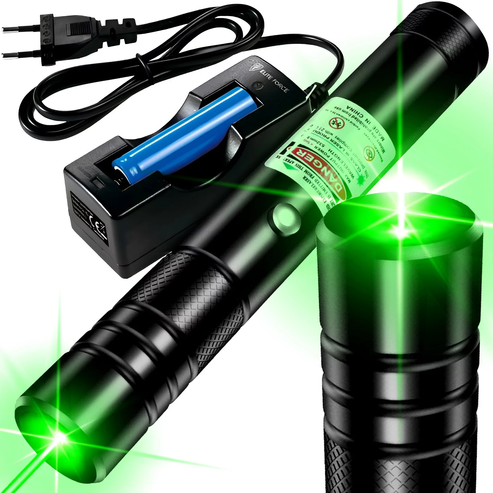 Mocny wskaźnik laserowy zielony laser pointer aku