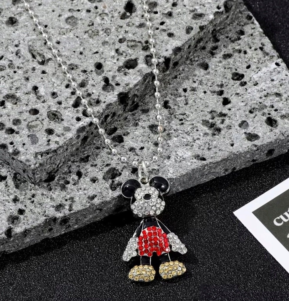 Naszyjnik Wisiorek Myszka Miki Srebrna Iced Bajka Prezent Streetwear Y2K