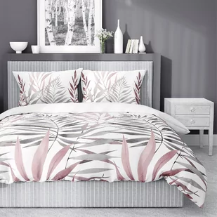 Pościel satynowa 160x200 szara pudrowa liście 4243 B Home Satin 11 - Pościel - miniaturka - grafika 1