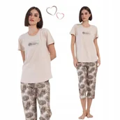 Piżamy damskie - PIŻAMA DAMSKA VIENETTA komplet luźna rybaczki krótki rękaw BAWEŁNA 42 44 XL - miniaturka - grafika 1