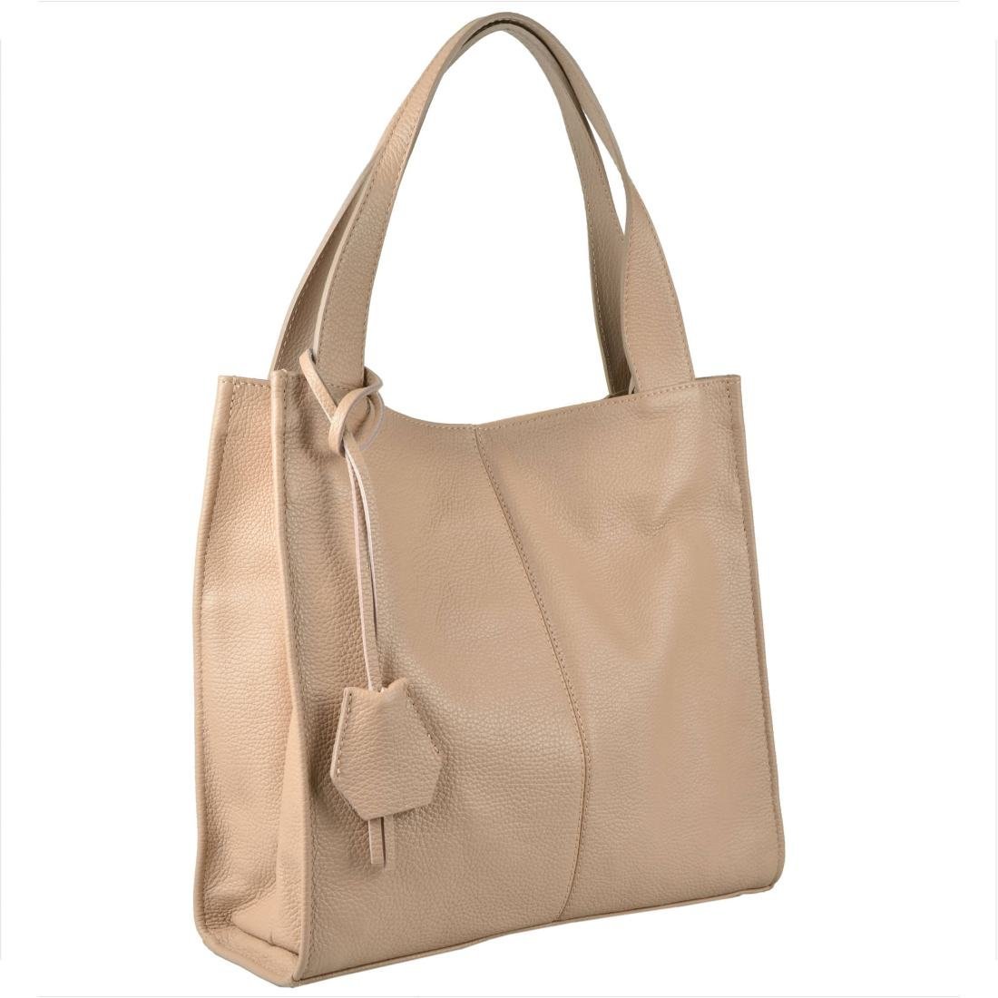 Duża torebka włoska shopper bag róż pudrowy skóra naturalna