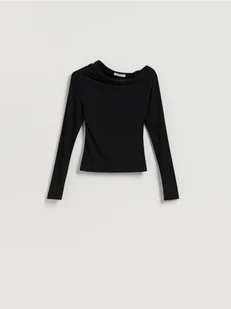 Reserved - Bluzka na jedno ramię - czarny - Bluzki damskie - miniaturka - grafika 1