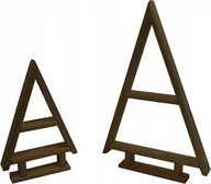 Ozdoby bożonarodzeniowe - Choinki dekoracyjne drewniane 2szt kolor brązowy - miniaturka - grafika 1