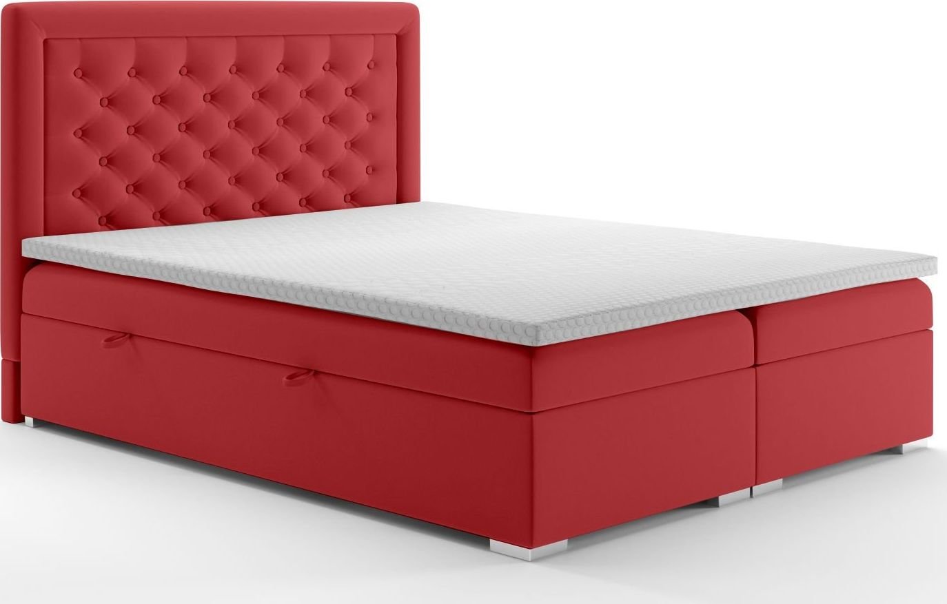 LAVERTO Łóżko kontynentalne AMIGO 140x200 bordowe velvet z pojemnikiem