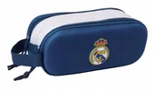 Piórniki - Piórnik szkolny dla dzieci saszetka niebieski dwukomorowy Real Madryt 3D - miniaturka - grafika 1