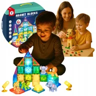 Klocki - KLOCKI MAGNETYCZNE KONSTRUKCYJNE ZESTAW 3D EDUKACYJNE ŚWIECĄCE 127A-1 + GR - miniaturka - grafika 1