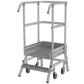 Rusztowania - KRAUSE Podest jezdny 2 stopniowy z jednostronnym wejściem, stopniami z kraty o klasie poślizgu R13 820976 - miniaturka - grafika 1