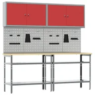 Pozostałe wyposażenie warsztatu - VidaXL Zestaw stołu warsztatowego 8 pcs Szary Stal malowana proszkowo - miniaturka - grafika 1