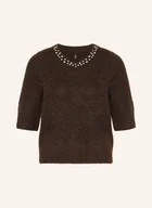 Moda i Uroda OUTLET - Only Dzianinowa Koszulka Z Kamieniami Ozdobnymi braun - miniaturka - grafika 1