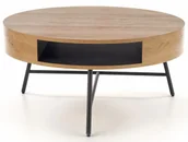 Ławy i stoliki kawowe - Okrągły złoty stolik kawowy dąb A5-H06 - miniaturka - grafika 1