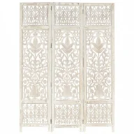 Parawany - Parawan 3-panelowy, rzeźbiony, biały, 120x165 cm, drewno mango kod: V-285330 + Sprawdź na SuperWnetrze.pl - miniaturka - grafika 1