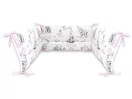 Ochraniacze do łóżeczka - Ochraniacz do łóżeczka 180 cm SŁONIE NA TĘCZY RÓŻ - miniaturka - grafika 1