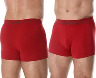 Majtki męskie - BOKSERKI BEZSZWOWE Brubeck BX1005M męskie DOPASOWANE SZORTY czerwony - XL - miniaturka - grafika 1