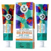 Płyny do płukania jamy ustnej - Agafia Agafia - Receptury Babuszki Agafii - Dwuetapowy, syberyjski zestaw past do pielegnacji zębów - Rokitnik i Sosna - 2x60g - miniaturka - grafika 1