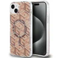 Etui i futerały do telefonów - Etui Guess GUHMP15SHGCUSTGW Apple iPhone 15 / 14 hardcase IML GCube MagSafe brązowy/brown - miniaturka - grafika 1