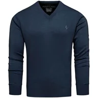 Swetry męskie - Sweter męski w serek kolor jeans Recea - miniaturka - grafika 1