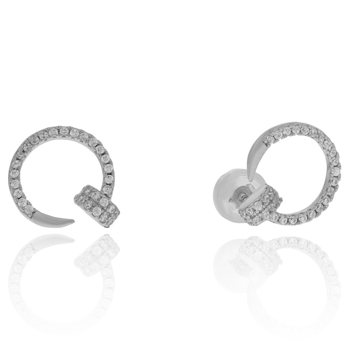 Srebrne kolczyki okrągłe z cyrkoniami sztyfty pr. 925