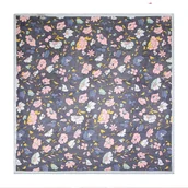 Apaszki i szaliki męskie - Damska apaszka jedwabna wzorzysta żółto - granatowy - miniaturka - grafika 1