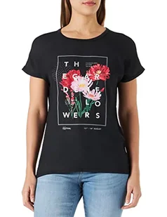 ONLY Women's ONLGINJA REG S/S Flower TOP Box JRS T-Shirt, czarny/nadruk: ogród, S - Koszulki i topy damskie - miniaturka - grafika 1