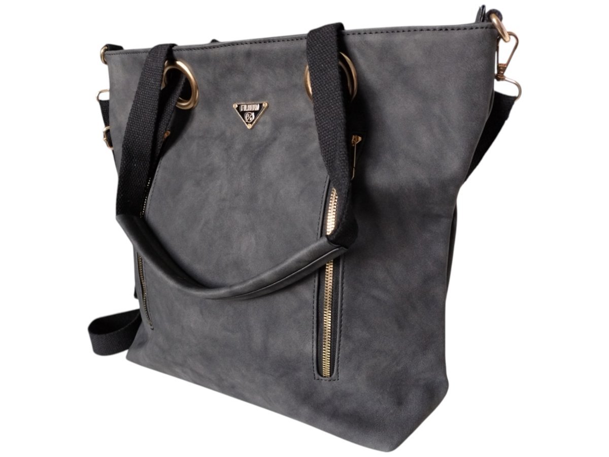 Torebka Damska Shopper Z Przegrodą Duża Czarna Torba Na Ramię, Miejski Styl