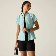 Koszule damskie - Regatta Koszula damska z krótkim rękawem Mindano VIII Zielony, Cotton, Rozmiar: 34 - miniaturka - grafika 1