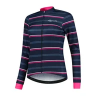 Kurtki damskie - Damska Kurtka Rowerowa Rogelli Winterjacket Stripe | Blue\Pink - Rozmiar L - miniaturka - grafika 1