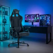 Fotele gamingowe - Fotel Gamingowy Obrotowy FLASH Czarny Nowoczesny - miniaturka - grafika 1