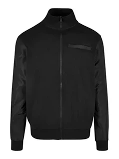 Kurtki męskie - Urban Classics Organic and Recycled Fabric Mix Track Jacket, sportowa męska kurtka treningowa z bawełny ekologicznej, dostępna w kolorze czarnym, rozmiary S-5XL, czarny, 5XL - grafika 1