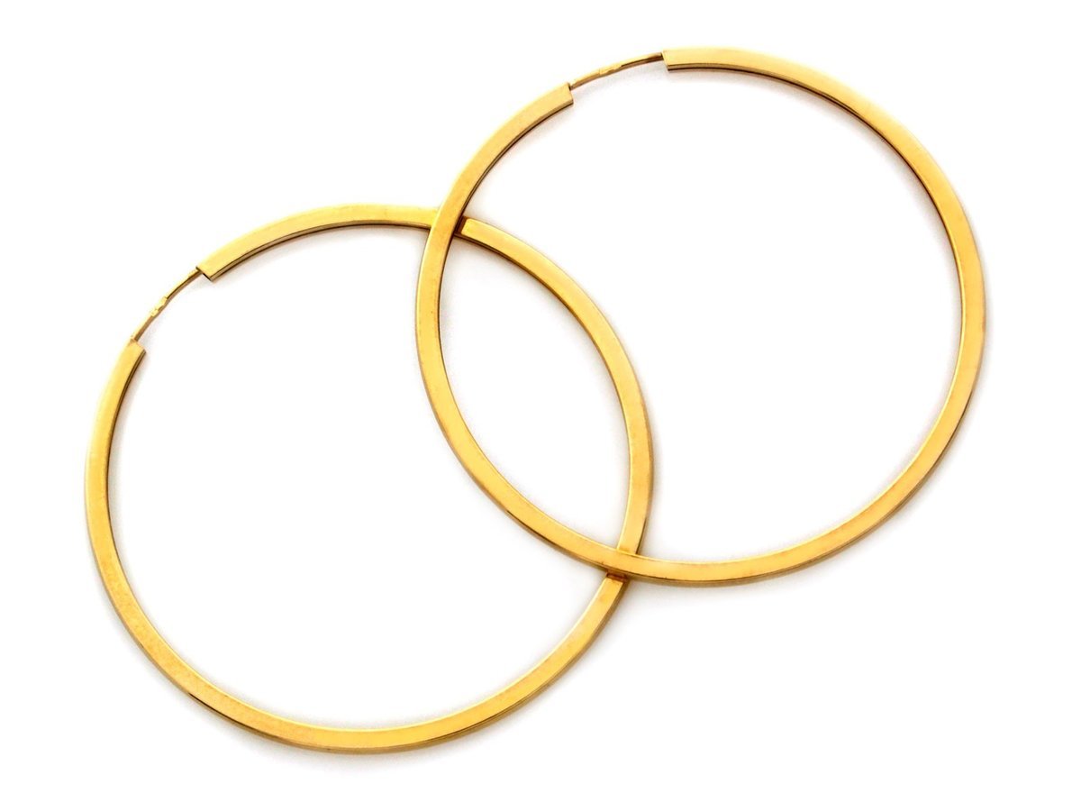 Złote kolczyki 585 koła błyszczące szarniry 40mm 2.30g
