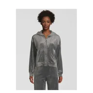 Bluzy damskie - Bluza damska rozpinana streetwear welurowa Fila FAW0225-80008 S Szara (4064556334275). Bluzy damskie streetwear - miniaturka - grafika 1