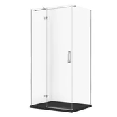 Kabiny prysznicowe - Kabina prysznicowa Cersanit Jota 100x80x195 prostokątna chrom transparentne z brodzikiem tako slim czarny mat S601-429 - miniaturka - grafika 1