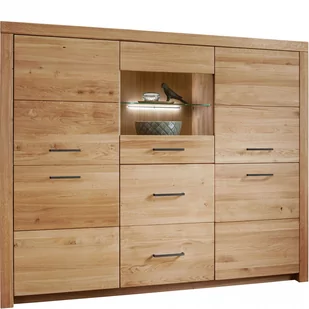 Kredens III Drewniany z Dębu Olejowanego WZ-0169-0501 WZ-0169 G+K Meble Niklowany Srebrny - Kredensy - miniaturka - grafika 1