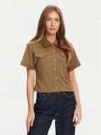 Koszule damskie - Tommy Hilfiger Koszula Gold Button WW0WW44626 Brązowy Regular Fit - miniaturka - grafika 1