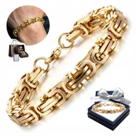 Bransolety męskie - BRANSOLETA Złota Męska Bransoletka GRUBA Splot Bizantyjski KRÓLEWSKI - miniaturka - grafika 1