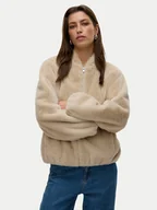 Płaszcze damskie - Vero Moda Futro Sonjaliga 10331291 Beżowy Regular Fit - miniaturka - grafika 1