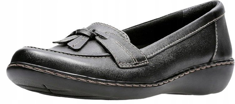CLARKS CZARNE MOKASYNY DAMSKIE ZE SKÓRY NATURALNEJ Z FRĘDZLAMI 39 3_A