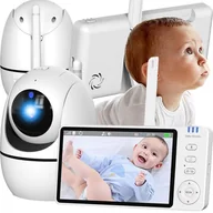 Elektroniczne nianie i monitory oddechu - NIANIA ELEKTRONICZNA Z KAMERĄ OBROTOWA BABY MONITOR WYŚWIETLACZ LCD 5" HD - miniaturka - grafika 1