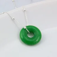 Naszyjniki - Naszyjnik jadeit zielony donut 18 mm, prezent dla koleżanki mamy lub siostry - miniaturka - grafika 1